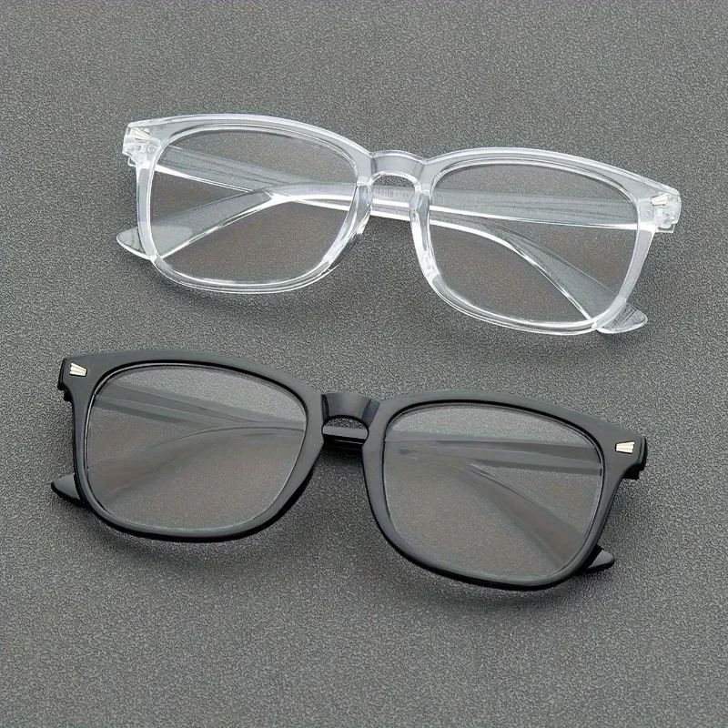1/2pc Square Rivet Unisex Anti Blue Light Glasses for Daily Commute, Fashion Eyeglasses Riveted Frame Design|Lightweight Eyewear