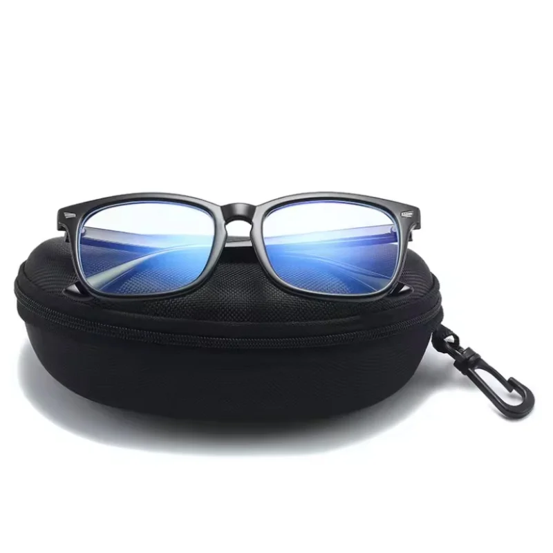 3pc Portable Sunglasses Case Protector Oxford Cloth Hard EVA Zippered Eyeglasses Case with Carabiner Unisex Eyewear Accessories