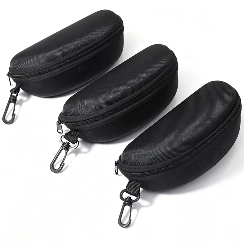 3pc Portable Sunglasses Case Protector Oxford Cloth Hard EVA Zippered Eyeglasses Case with Carabiner Unisex Eyewear Accessories