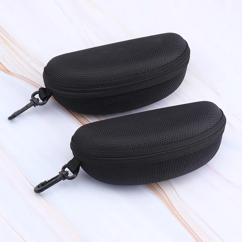 3pc Portable Sunglasses Case Protector Oxford Cloth Hard EVA Zippered Eyeglasses Case with Carabiner Unisex Eyewear Accessories