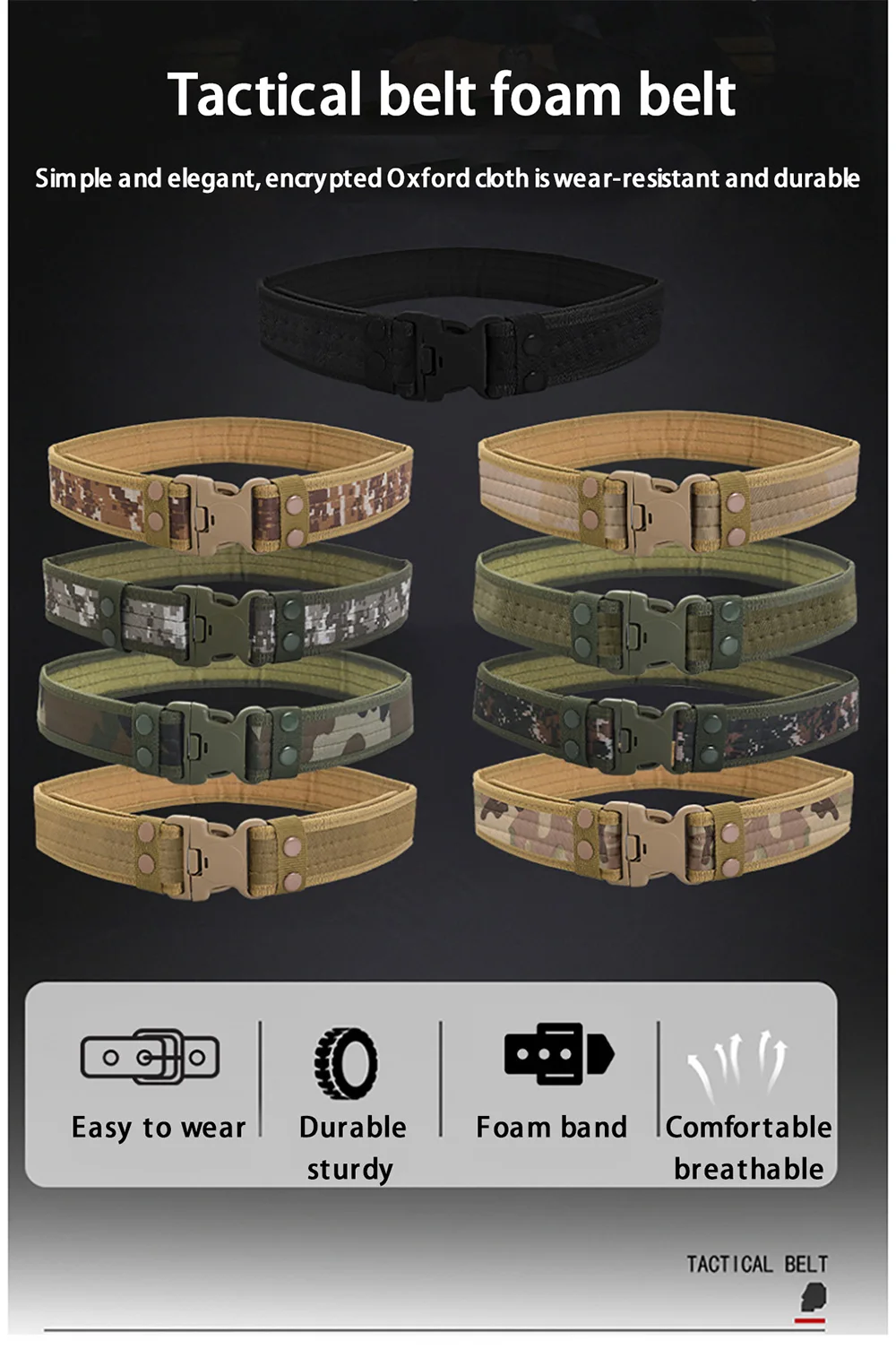 Men's Belt Outdoor Camouflage Tactical Belt Oxford Cloth Belt Mountaineering Belt Nylon Wide Waist Belt Work Belt Neutral Belts