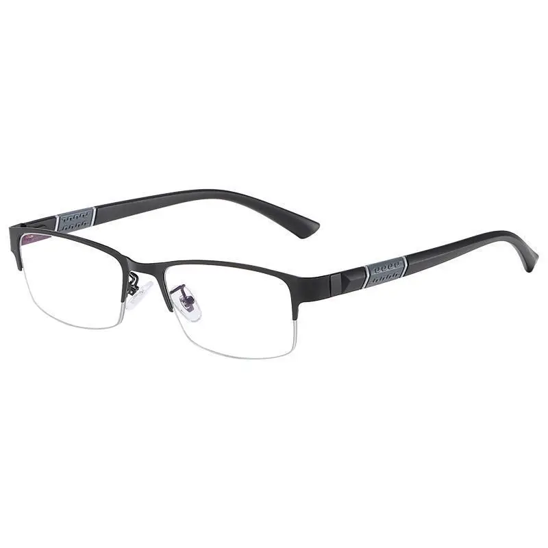 Men's Vintage Business Photochromic Myopia Glasses Half Frame Metal Blue Light Blocking Eyewear Classic UV Shades -0.5~4.0x