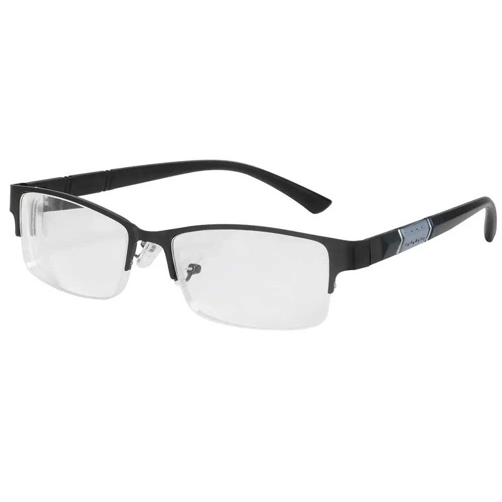 Men's Vintage Business Photochromic Myopia Glasses Half Frame Metal Blue Light Blocking Eyewear Classic UV Shades -0.5~4.0x