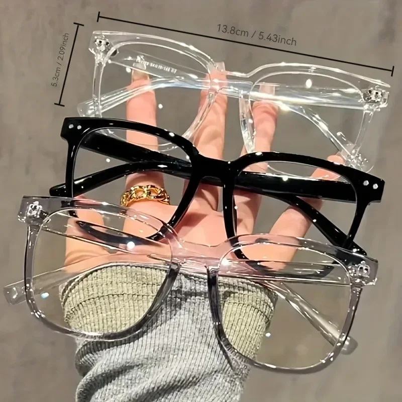 1/3pcs Unisex Large Square Frame Blue Light Blocking Glasses Stylish Campus Look Face Flattering Optical Eyewea