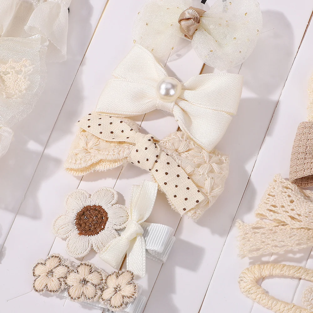 4Pcs Sweet Lace Printed Bowknot Hair Clips for Hair Girls Handmade Hairpin Boutique Barrettes Headwear Baby Hair Accessories