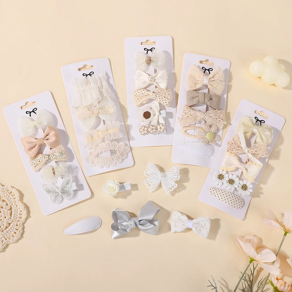 4Pcs Sweet Lace Printed Bowknot Hair Clips for Hair Girls Handmade Hairpin Boutique Barrettes Headwear Baby Hair Accessories