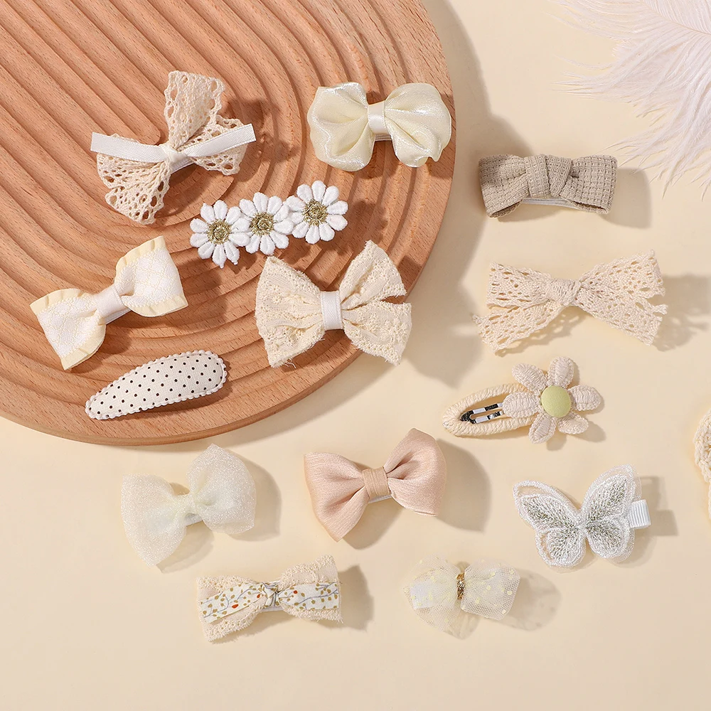 4Pcs Sweet Lace Printed Bowknot Hair Clips for Hair Girls Handmade Hairpin Boutique Barrettes Headwear Baby Hair Accessories