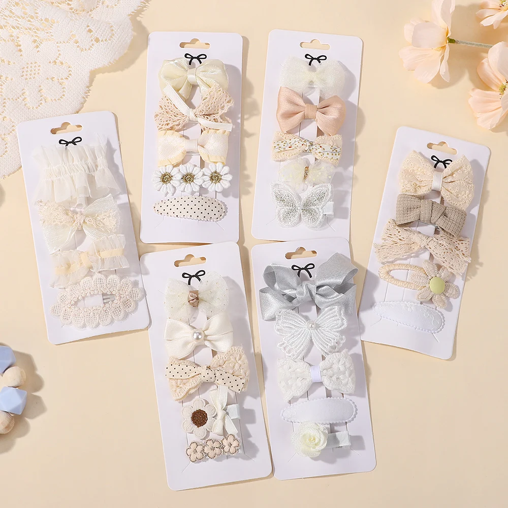 4Pcs Sweet Lace Printed Bowknot Hair Clips for Hair Girls Handmade Hairpin Boutique Barrettes Headwear Baby Hair Accessories