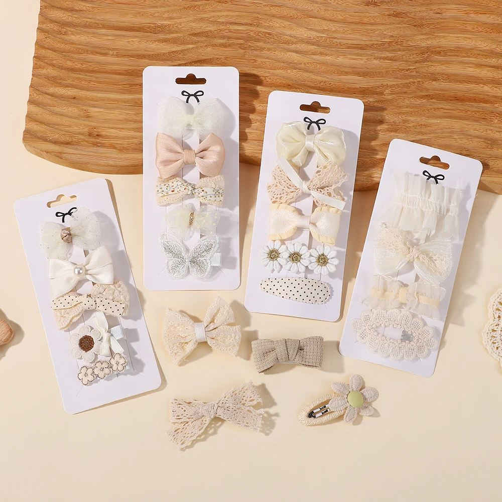 4Pcs Sweet Lace Printed Bowknot Hair Clips for Hair Girls Handmade Hairpin Boutique Barrettes Headwear Baby Hair Accessories