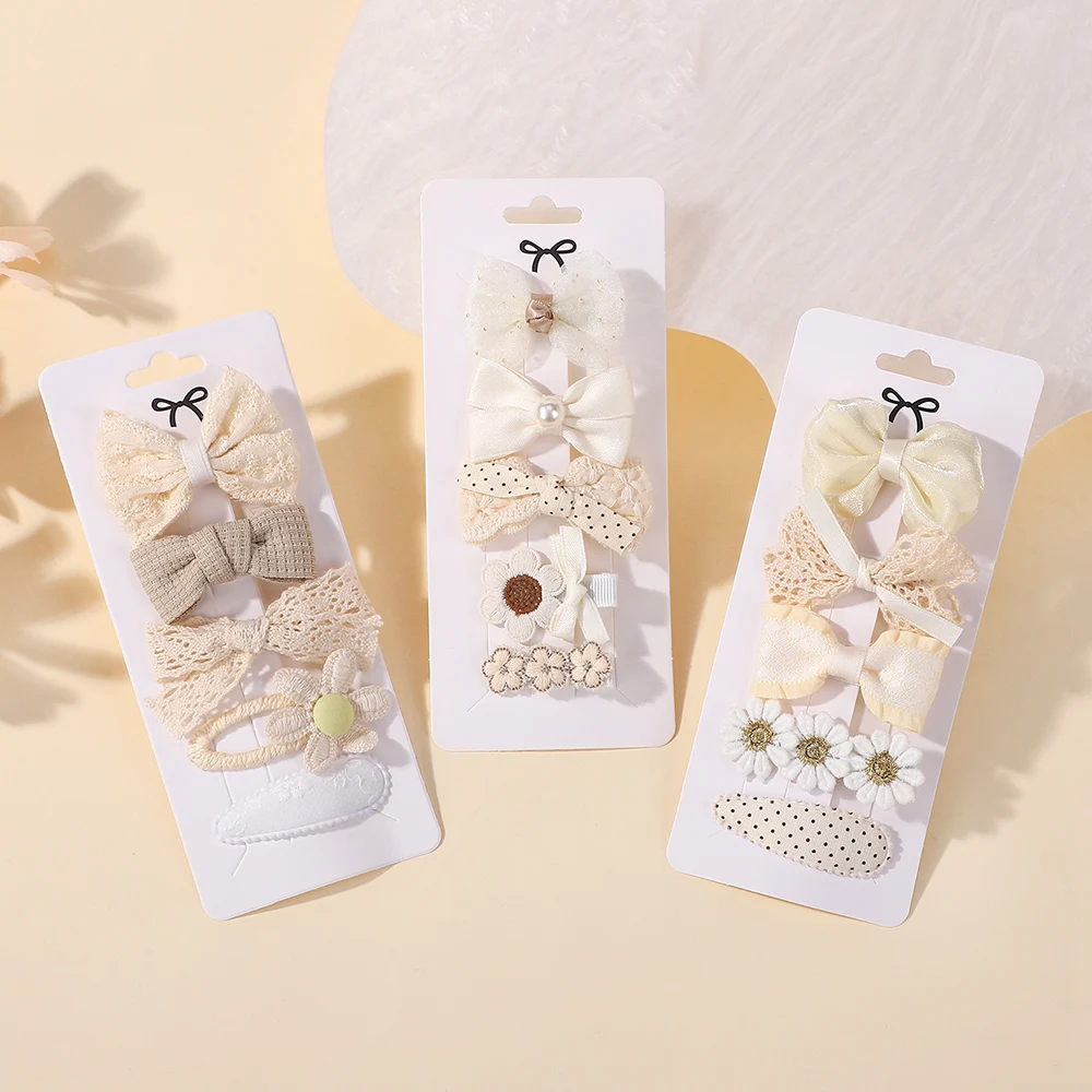 4Pcs Sweet Lace Printed Bowknot Hair Clips for Hair Girls Handmade Hairpin Boutique Barrettes Headwear Baby Hair Accessories