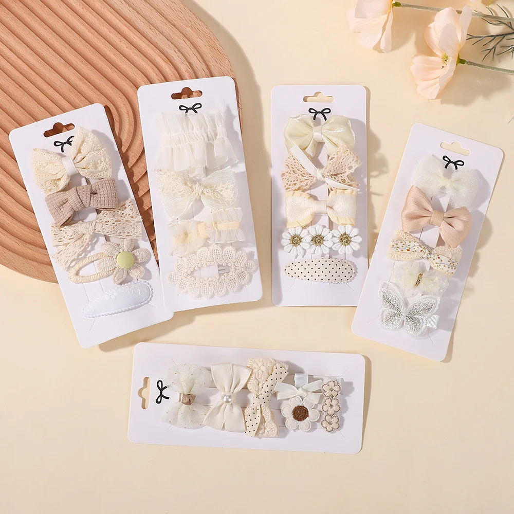 4Pcs Sweet Lace Printed Bowknot Hair Clips for Hair Girls Handmade Hairpin Boutique Barrettes Headwear Baby Hair Accessories