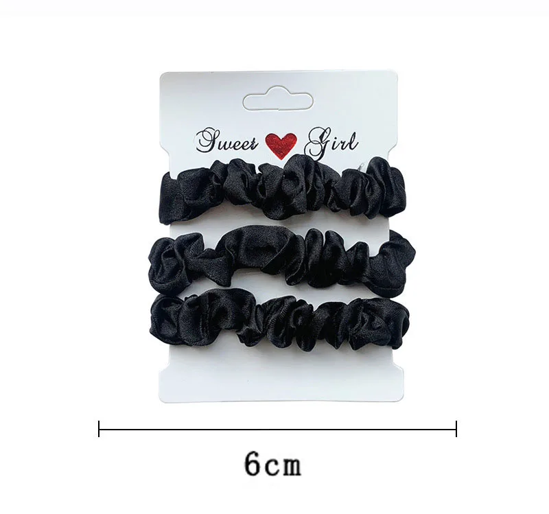 3PCS/Lot Luxury Brand Solid Color Satin Silk Hair Scrunchies For Women Simple Female Elastic Hair Bands Rubber Band Accessories
