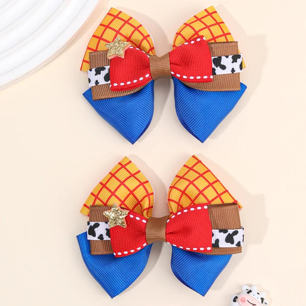 2Pcs 3 Layer Bow Hair Clips Sweet Sparkly Star Ribbon Ponytail Hairpin For Girls Kids Daily School Fashion Headwear Accessories