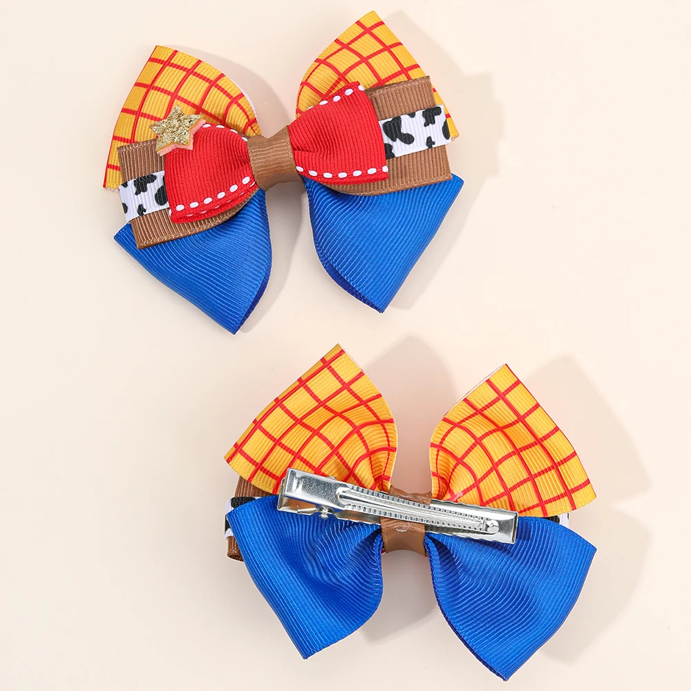 2Pcs 3 Layer Bow Hair Clips Sweet Sparkly Star Ribbon Ponytail Hairpin For Girls Kids Daily School Fashion Headwear Accessories