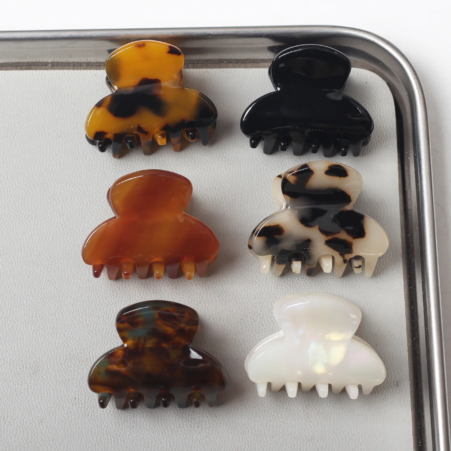 2Pcs/set Small Mini Hair Claws Sweet Acetate Hair Clips for Women Girl Barrettes Crab Clamp Ponytail Hairpin Fashion Accessories