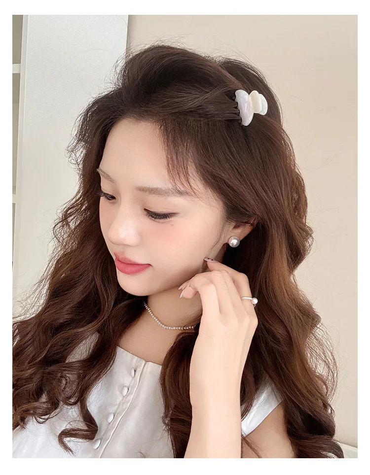 2Pcs/set Small Mini Hair Claws Sweet Acetate Hair Clips for Women Girl Barrettes Crab Clamp Ponytail Hairpin Fashion Accessories