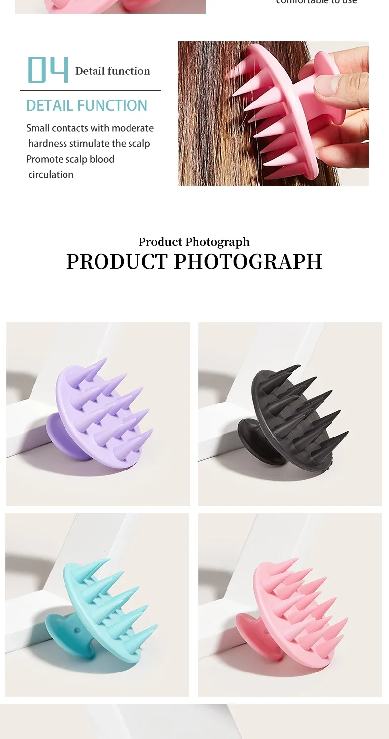 1pc Portable Silicone Head Massage Brush, Deep Cleansing Scalp and Hair Care Brush, Massage Shampoo Brush, Shower Brush