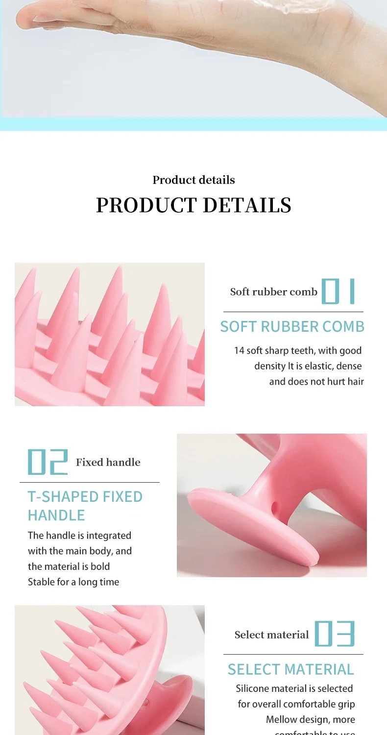 1pc Portable Silicone Head Massage Brush, Deep Cleansing Scalp and Hair Care Brush, Massage Shampoo Brush, Shower Brush