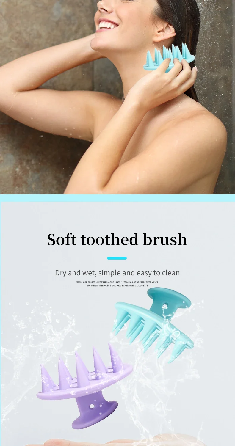 1pc Portable Silicone Head Massage Brush, Deep Cleansing Scalp and Hair Care Brush, Massage Shampoo Brush, Shower Brush
