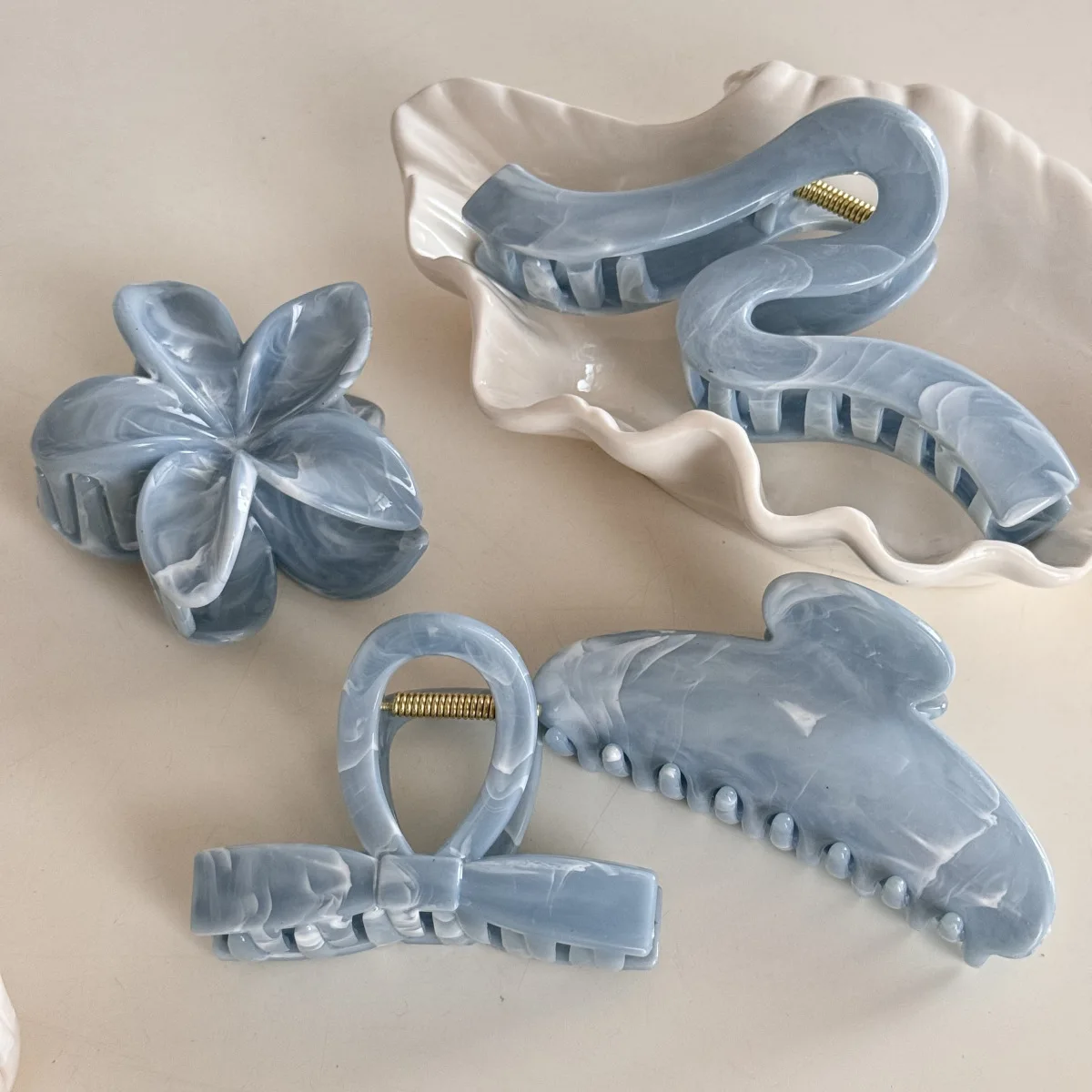 Ink texture advanced sense disc hair grab hairpin back of head hairpin women's large hair volume shark clip hair accessories
