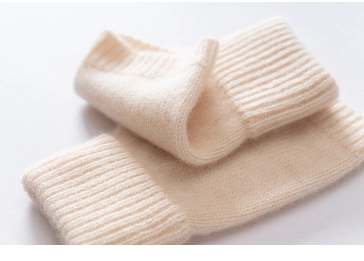 2025 Winter Women 100% Merino Wool Mitts 15cm Knitted Fingerless Gloves Thermal Gloves Semi Finger Lengthen Mittens Arm Warmers