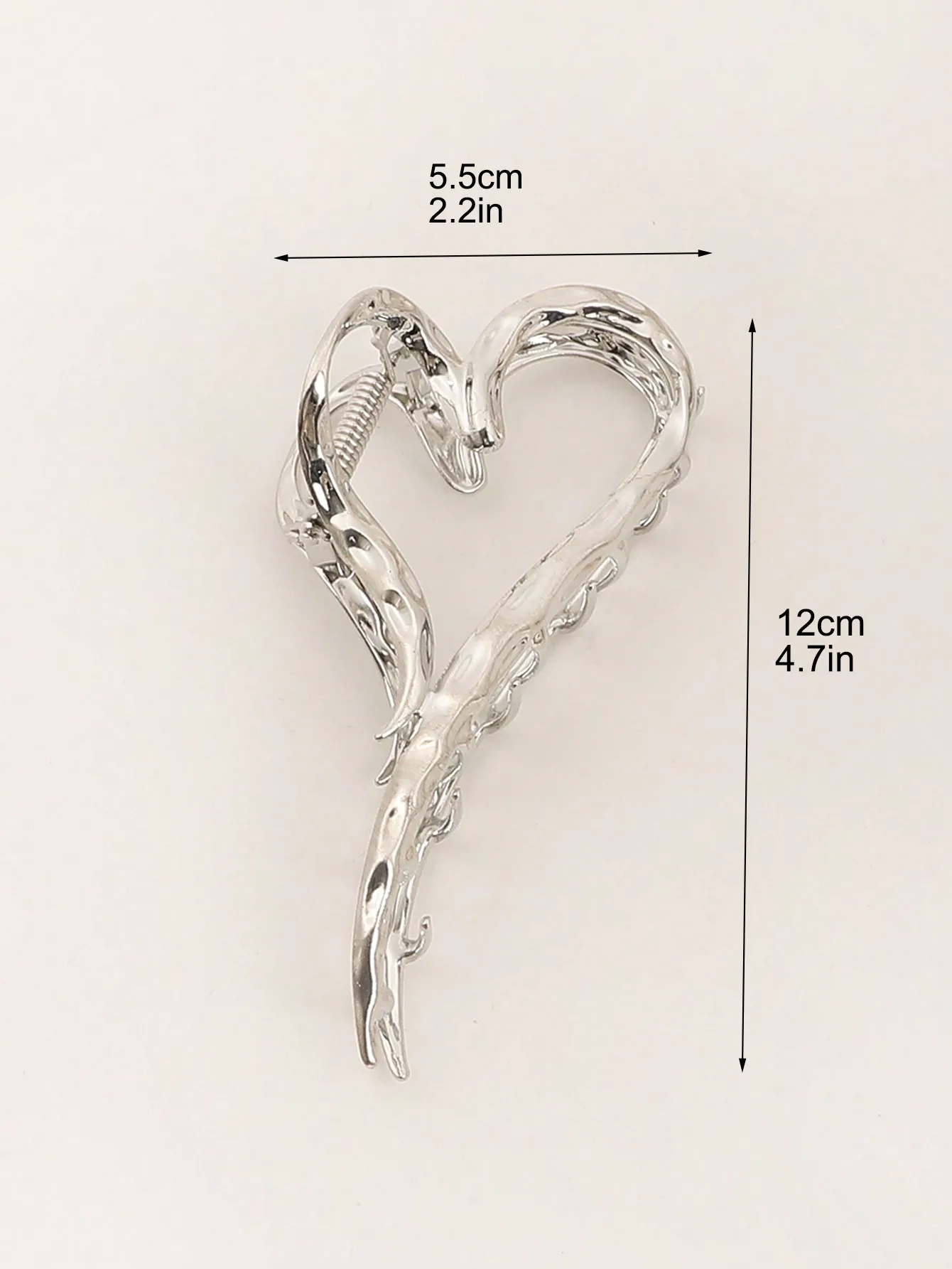 1Pcs Sliver Elegant Love Design Hair Barrettes Ornament Heart Golden Hair Claw Clip,Large Non-Slip Hair Accessories for Women