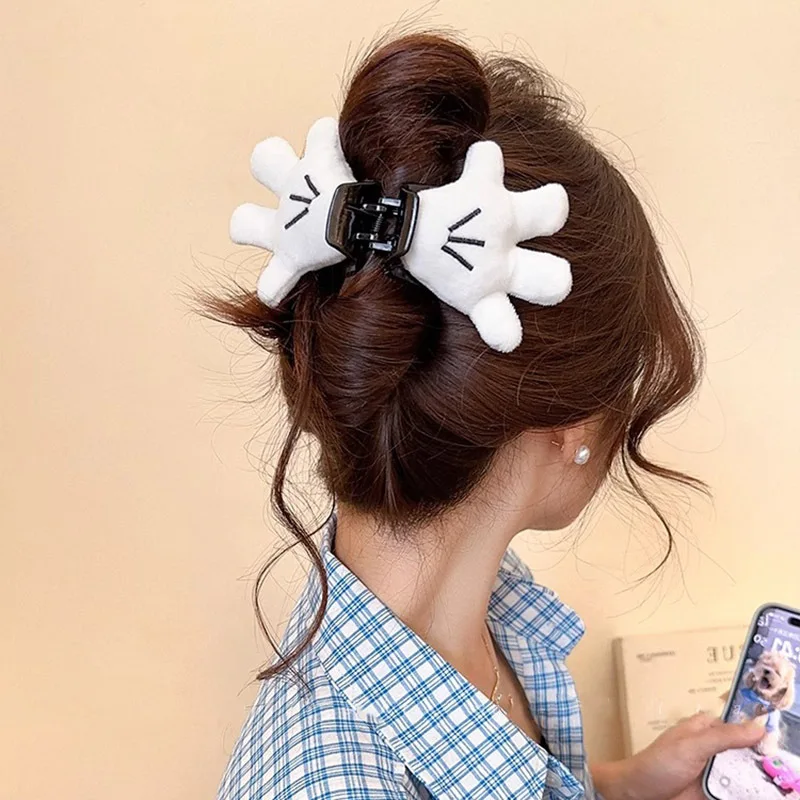 Cute Mickey Palm Hair Claw Clips For Women Creative Hairclips Girls Mickey Hand Hairpin Small Funny Claw Clip Hair Accessories