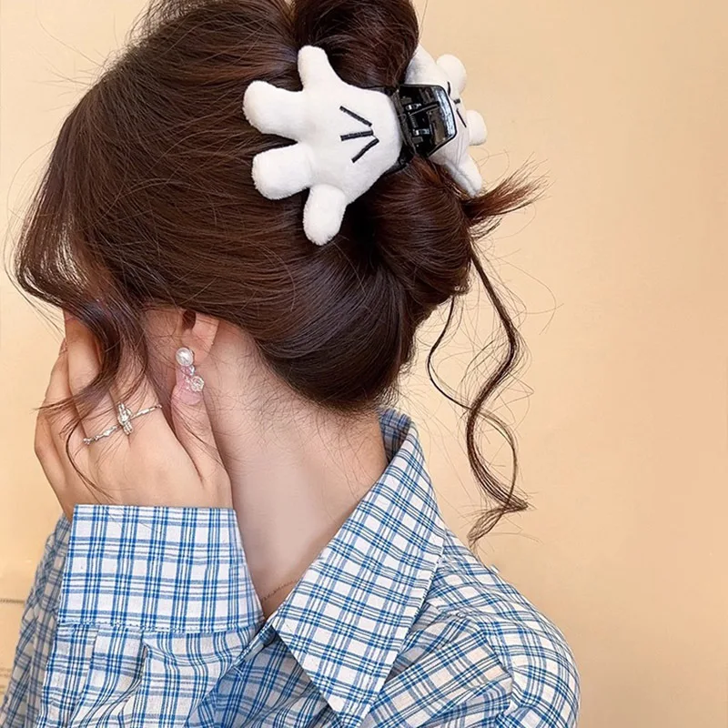 Cute Mickey Palm Hair Claw Clips For Women Creative Hairclips Girls Mickey Hand Hairpin Small Funny Claw Clip Hair Accessories