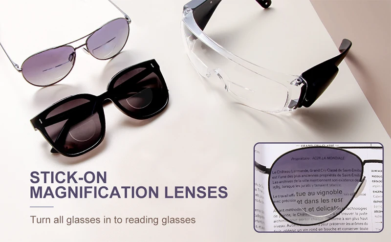 2025 Liquid Silicone Bifocal Reading Glasses Lens Stick-on Lenses unisex Portable Reusable Compact Lenses +1.25 To +3.0