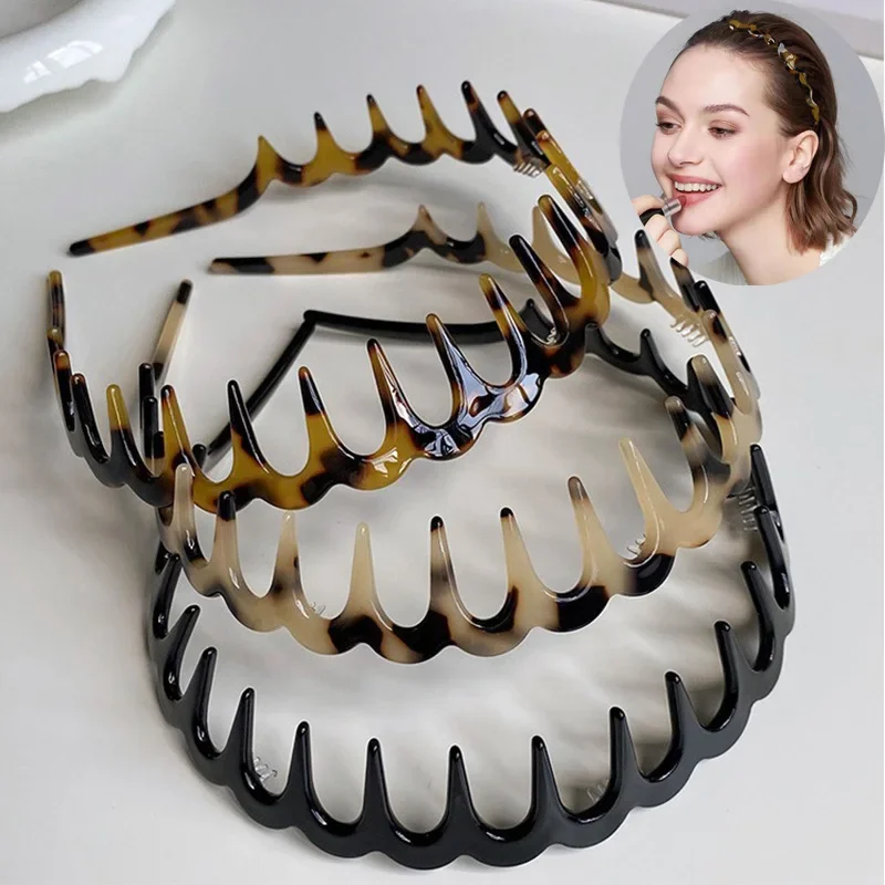 Fashion Wave Headbands for Women Solid Color Toothed Non-slip Hair Bands Girl Face Wash Sports Hairbands Hair Accessories
