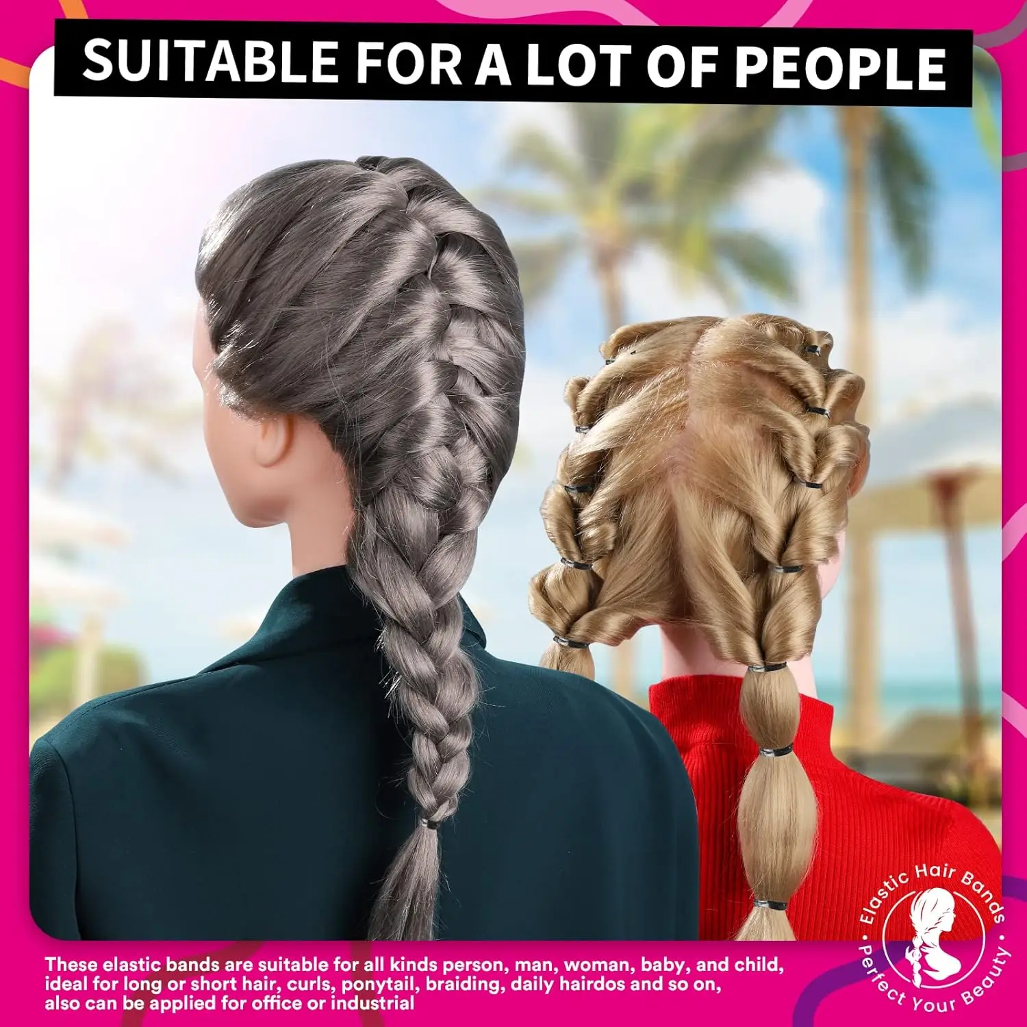 120/300/500Pcs Multi Color Elastic Hair Bands,Rubber Bands for Thin Thick Hair,Small Hair Ties Stretchy Ponytail Holders