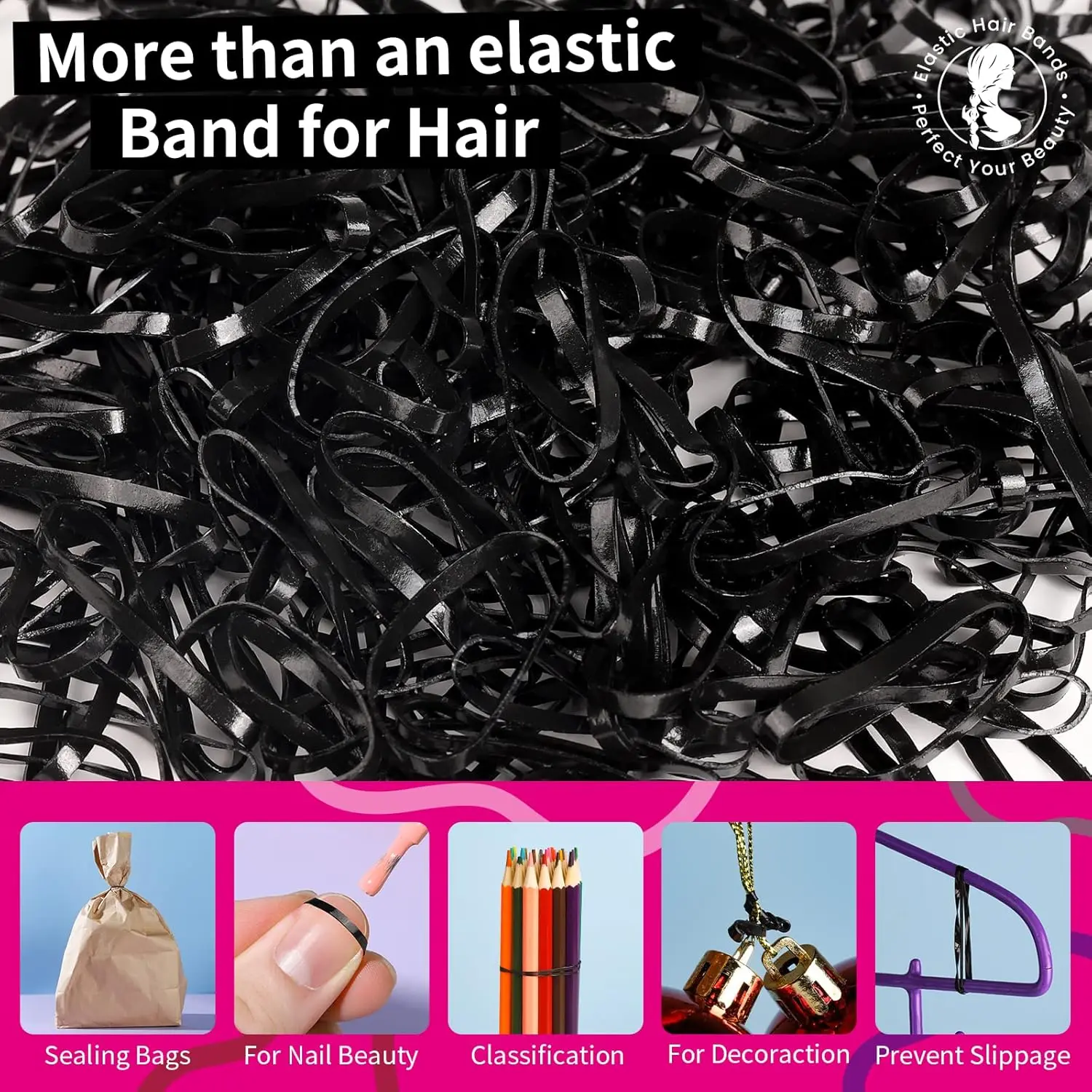120/300/500Pcs Multi Color Elastic Hair Bands,Rubber Bands for Thin Thick Hair,Small Hair Ties Stretchy Ponytail Holders