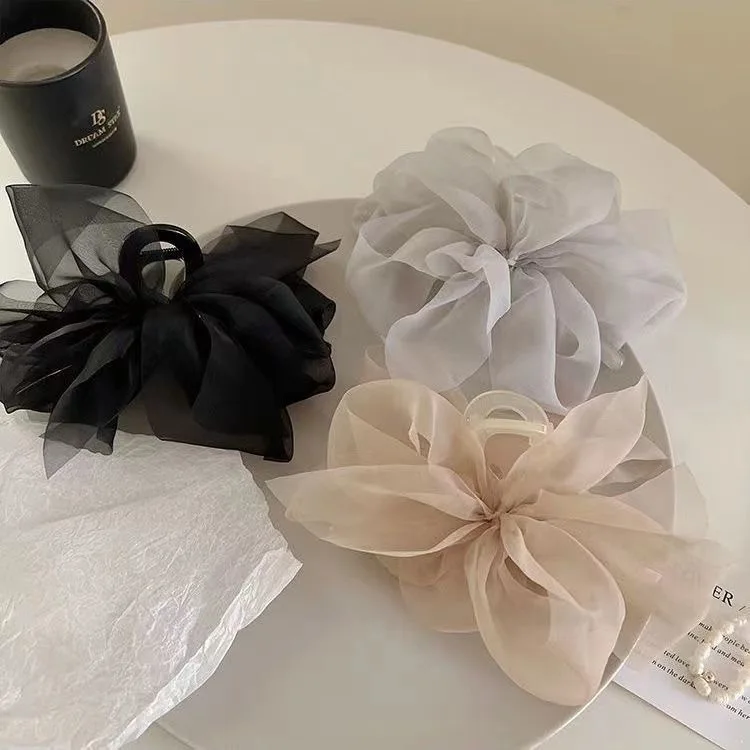New Mesh Bow Grip Clip Female Ponytail Braid Hair Claw Clip Elegant Girl Hair Clip Hair Accessories Gift Headdress