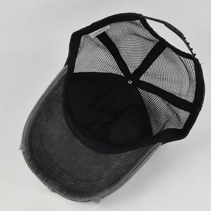 Summer Yellowstone Dutton Ranch Hat Cross Ponytail Baseball Cap Distressed Outdoor Embroidery Sunscreen Hat Solid Color Cap