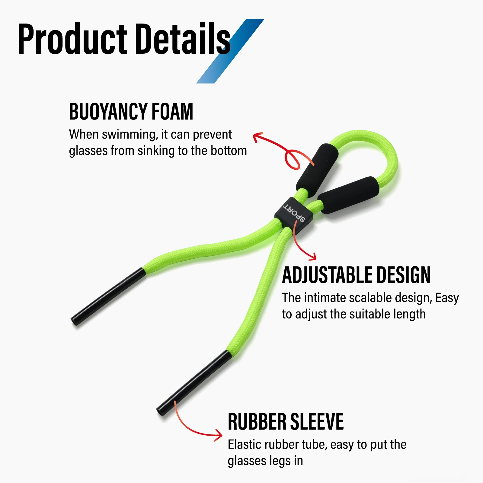 Eyeglasses Floating Cord Sunglass Strap Diving Swimming Rope Drifting Sport Chain By Dhoptical