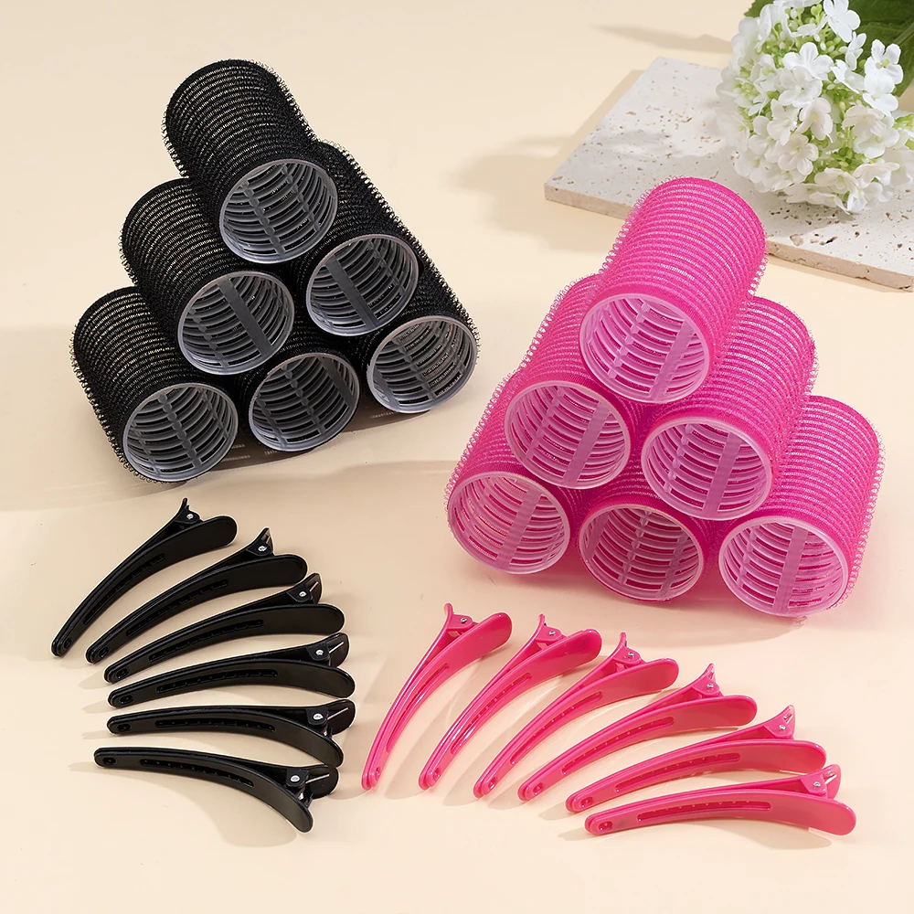 24pcs/Set Self Grip Hair Rollers No Heat Hair Clip Curlers Heatless Curls Hair Bangs Volume Self-adhesive Hook DIY Styling Tools