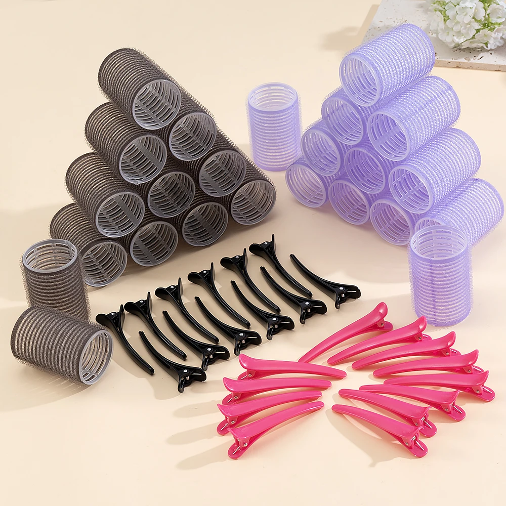 24pcs/Set Self Grip Hair Rollers No Heat Hair Clip Curlers Heatless Curls Hair Bangs Volume Self-adhesive Hook DIY Styling Tools