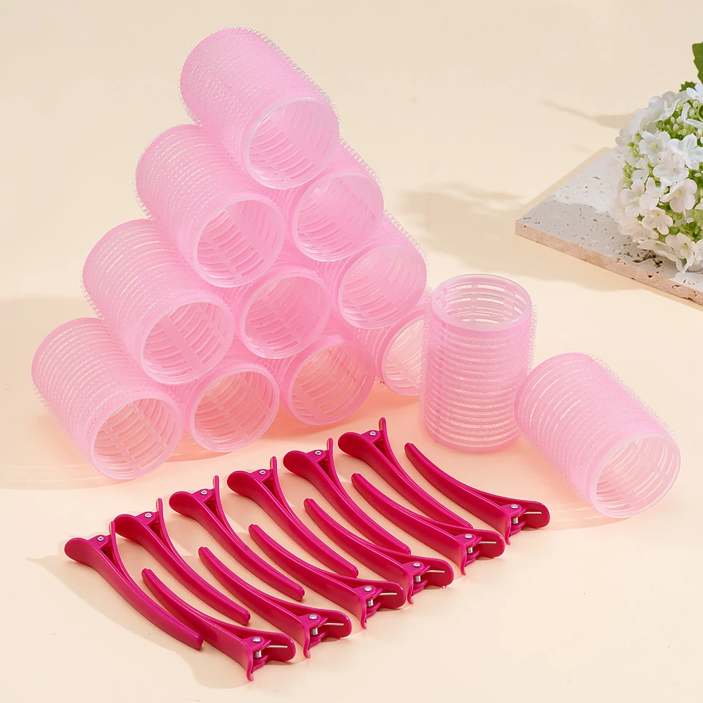 24pcs/Set Self Grip Hair Rollers No Heat Hair Clip Curlers Heatless Curls Hair Bangs Volume Self-adhesive Hook DIY Styling Tools