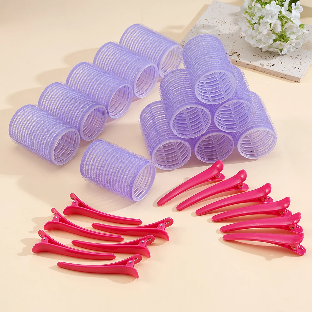 24pcs/Set Self Grip Hair Rollers No Heat Hair Clip Curlers Heatless Curls Hair Bangs Volume Self-adhesive Hook DIY Styling Tools