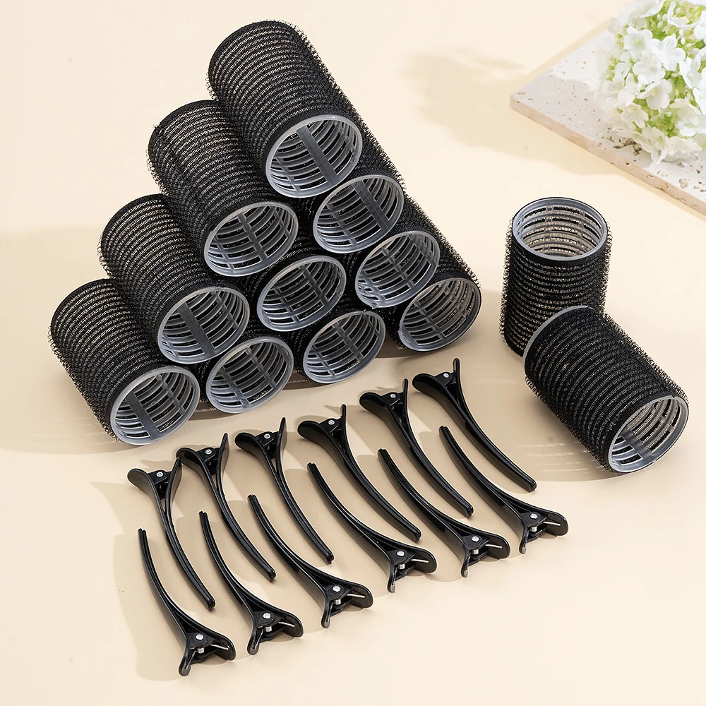 24pcs/Set Self Grip Hair Rollers No Heat Hair Clip Curlers Heatless Curls Hair Bangs Volume Self-adhesive Hook DIY Styling Tools