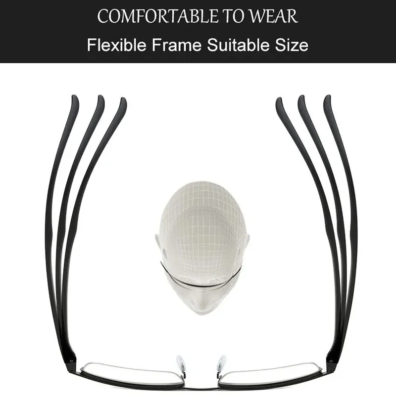 Progressive Multifocal Reading Glasses for Women and Men Anti-Blue Light Half Frame Bifocal Presbyopia Eyeglasses +100 To +400