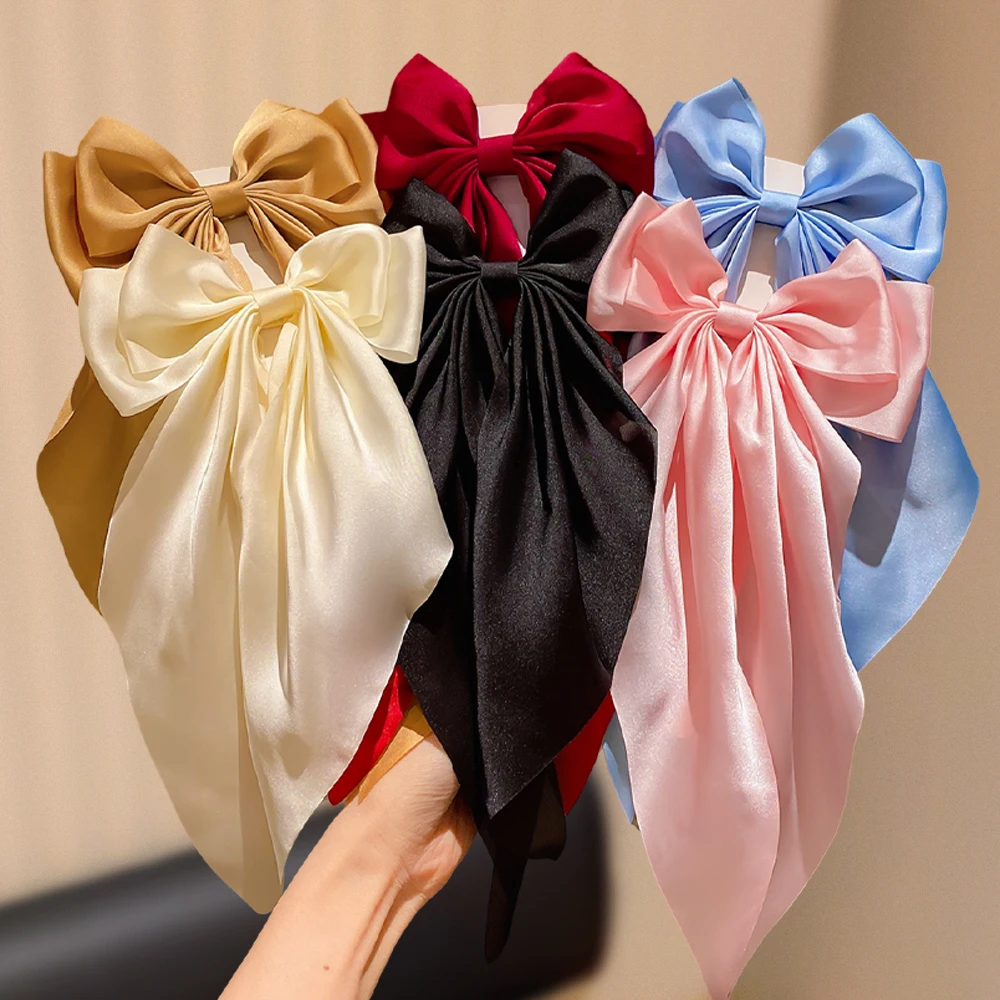 6-Pack Solid Color Large Bow Hair Clips for Girls Fashionable Daily & Party Wear Cute Hair Accessories