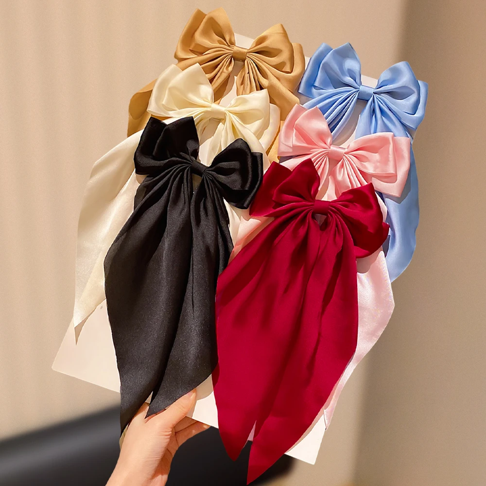 6-Pack Solid Color Large Bow Hair Clips for Girls Fashionable Daily & Party Wear Cute Hair Accessories