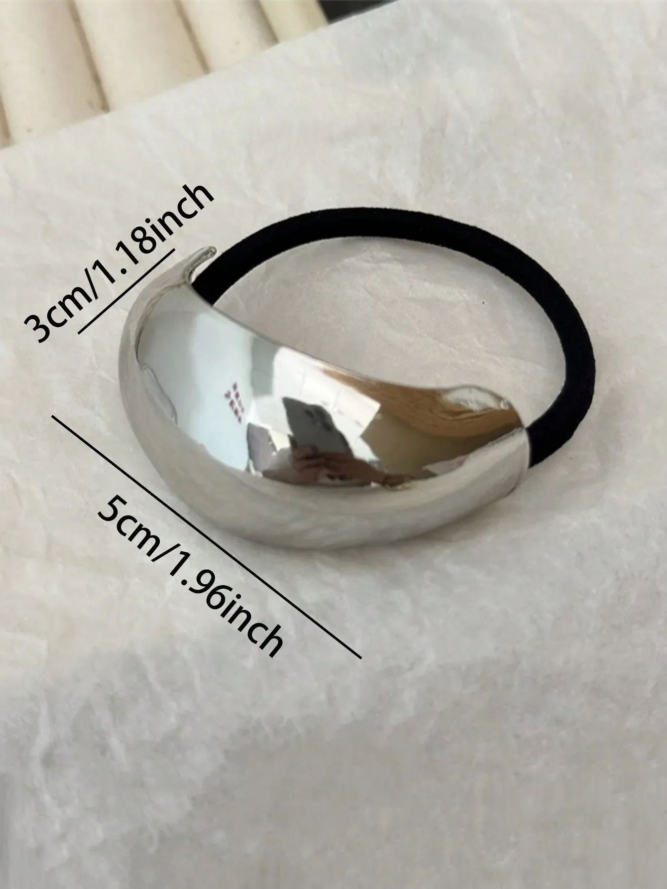 1pc Fashionable Punk Geometric Metal Headb Ponytail Hair Scrunchie For Women Simple Hair Accessory Stretchy Scrunchie Headband