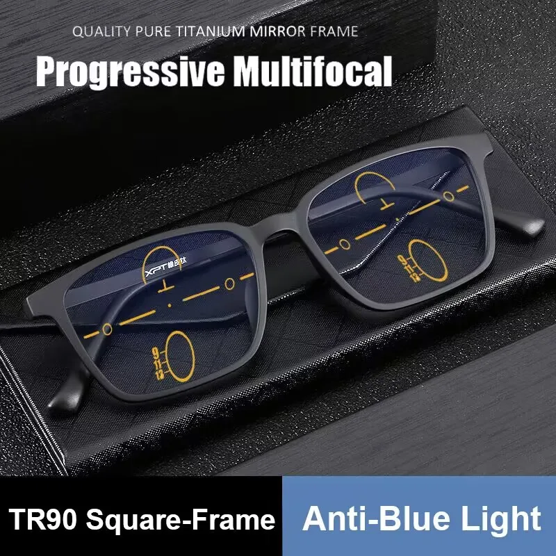 2025 Men's Progressive Multifocal Reading Glasses - Business Titanium Frame Computer Eyewear With Strengths 1.0, 2.0, 3.0
