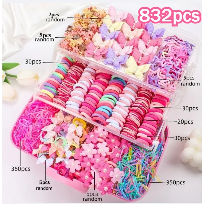 100/832 Pieces of Dopamine Sweet Accessory Set | Bow, Mini Clips – Perfect for Kids’ Hair Accessories, Holiday Gifts