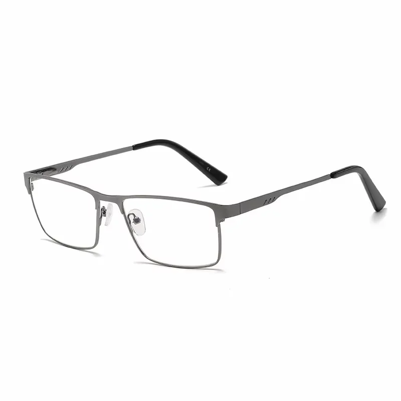 Men's Metal Square Frame Blue Light Blocking Reading Glasses, Fashion Presbyopic Eyeglasses for Men, +100 to +400 Diopters