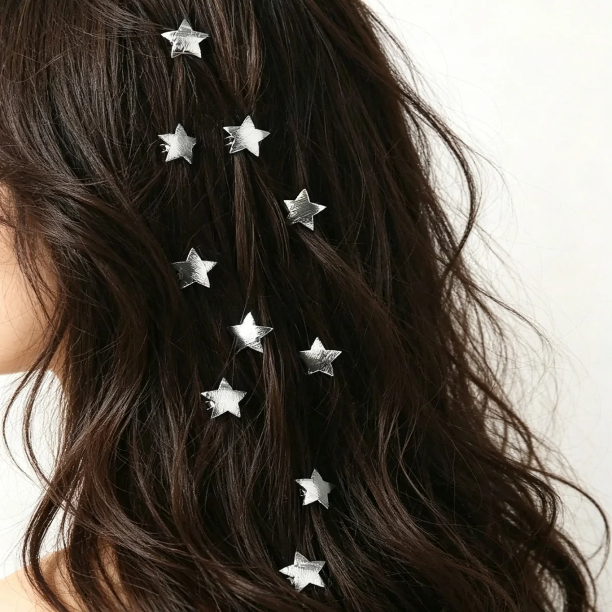 10 pieces of gold and silver star hairpins. Bohemian style hair accessories. Beach style women's hair accessories.