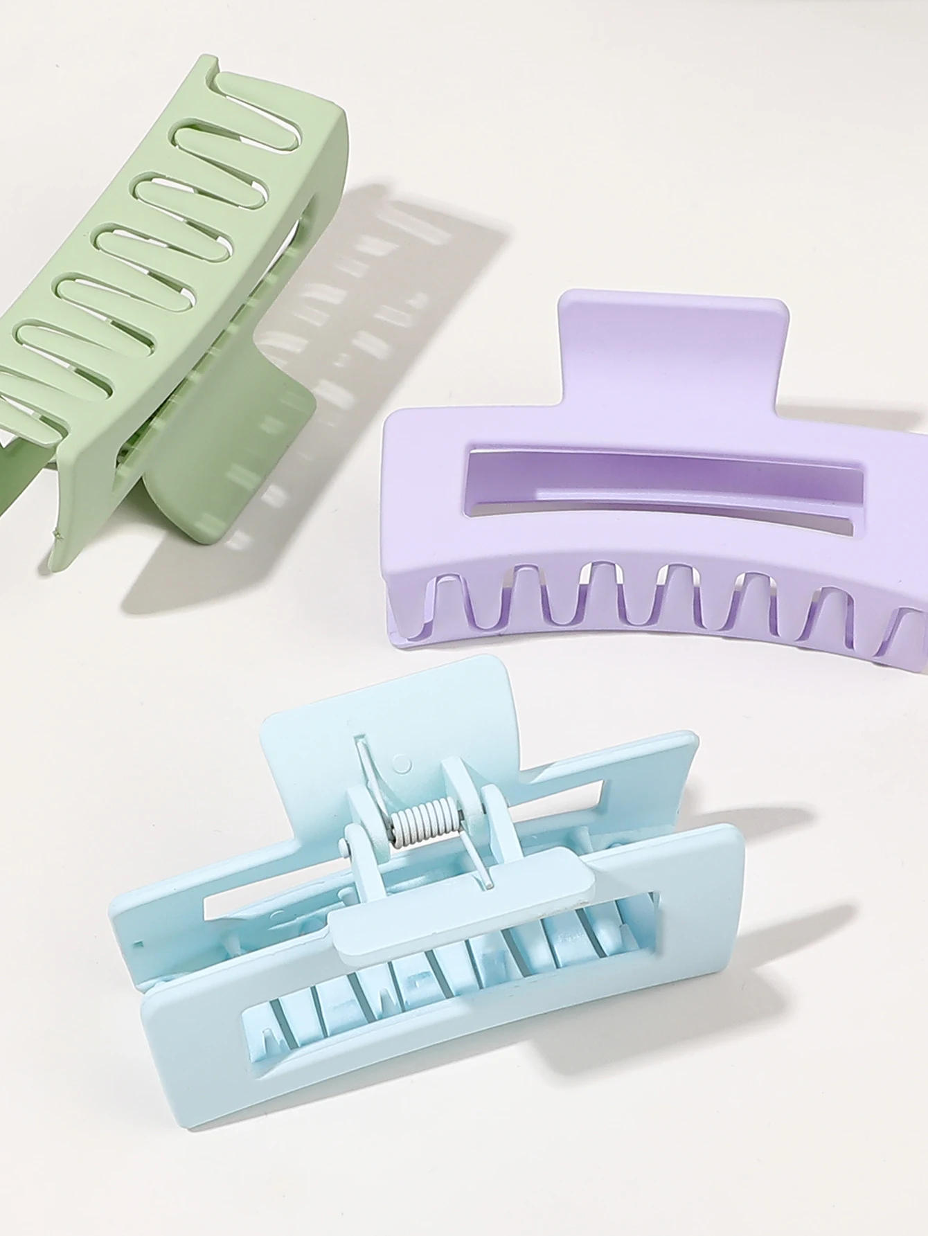 7Pcs 3.4" Medium Square Hair Claw Clips for Women Thick Thin Hair,Strong Hold Matte Banana Jaw Clips Hair Accessories