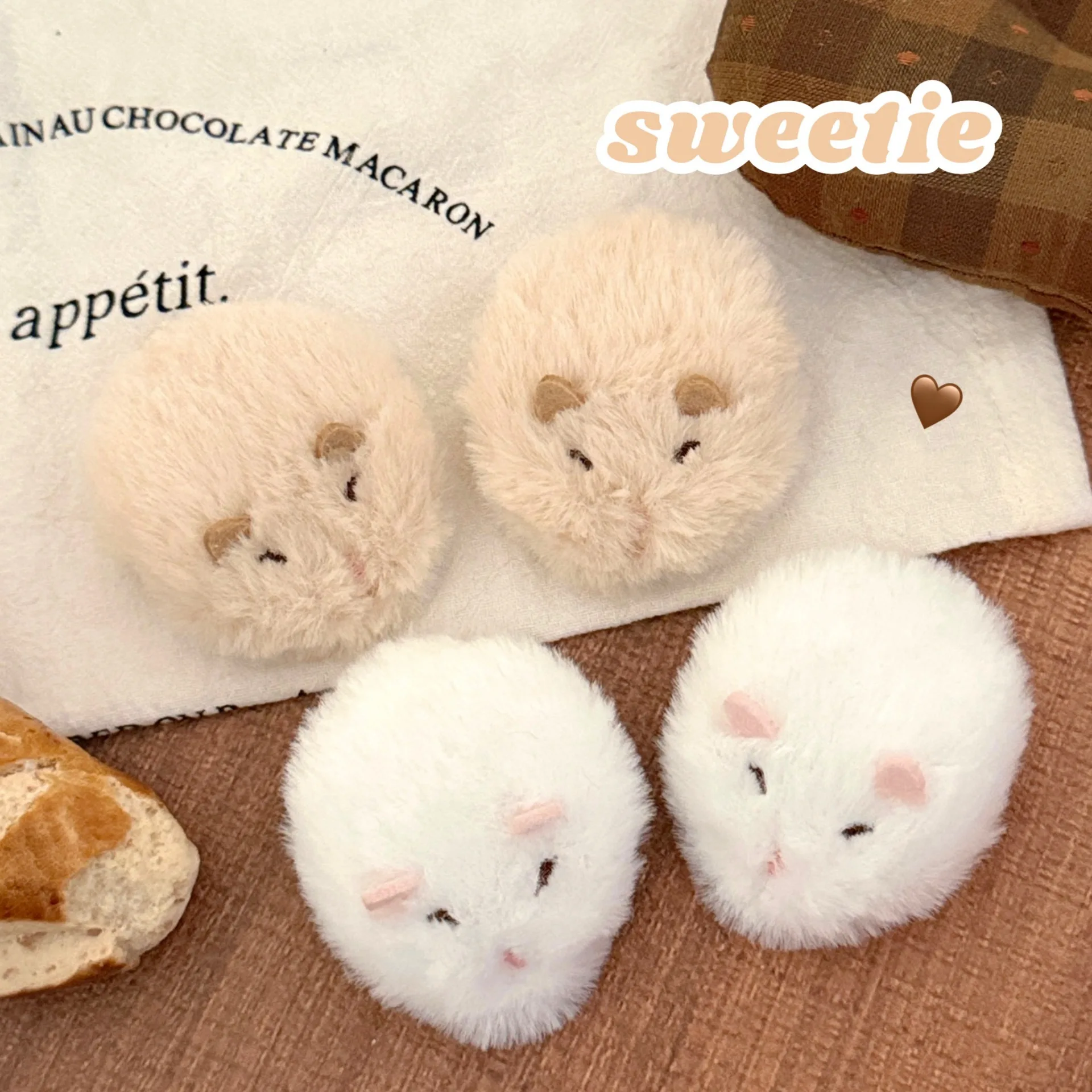 1/2 Pcs Cute Plush Hamster Hair Clip Versatile Fury Hairband Clip Edge Clip Hair Accessories Temperament Shattered Hair Clip